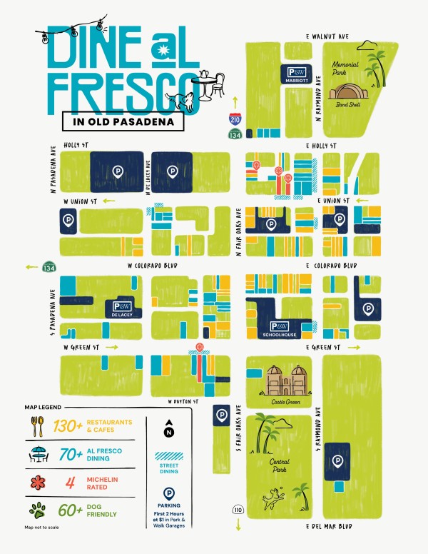 Dine Al Fresco in Old Pasadena Map
