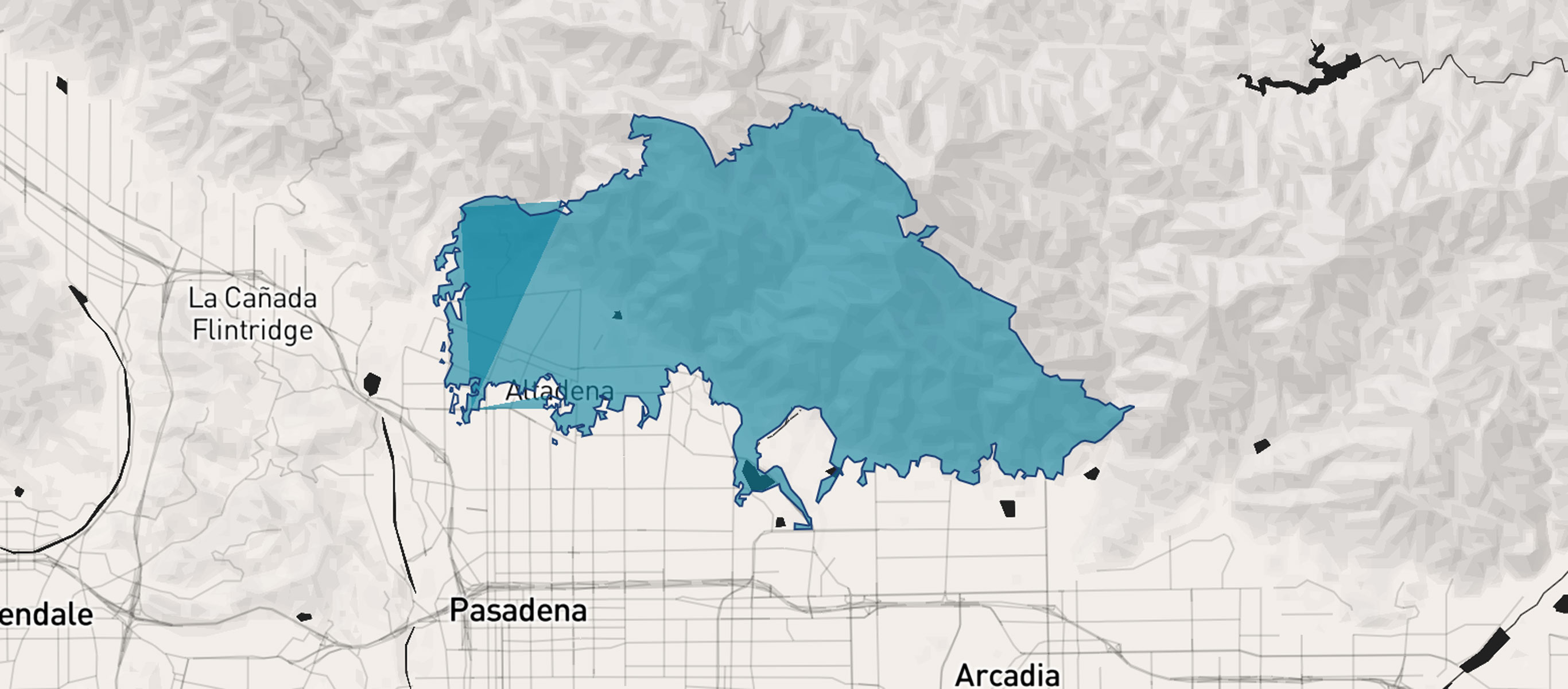 Map of Eaton Fire